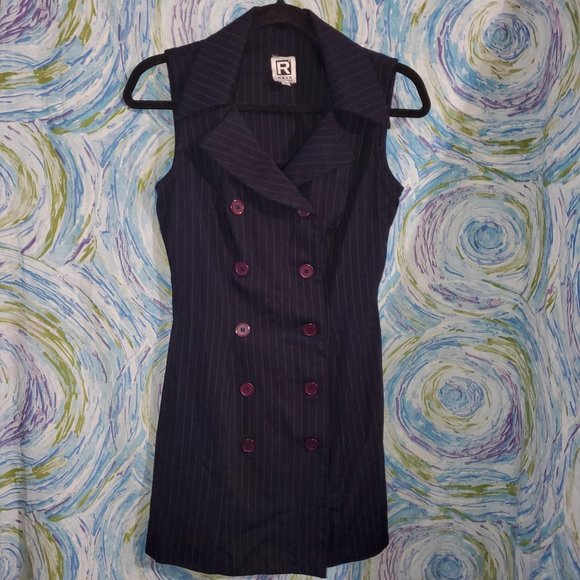 Navy Pinstripe Rampage Mini Dress - Picture 1 of 6